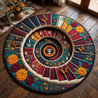 Sugar Skull Votex Round Mat Rug - Nature Design | Serene Home Decor - washable non-slip printed rug