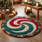 Sugarplum Spiral Round Mat Rug - washable non-slip printed rug