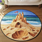 Summer Breeze Round Mat Rug - washable non-slip printed rug