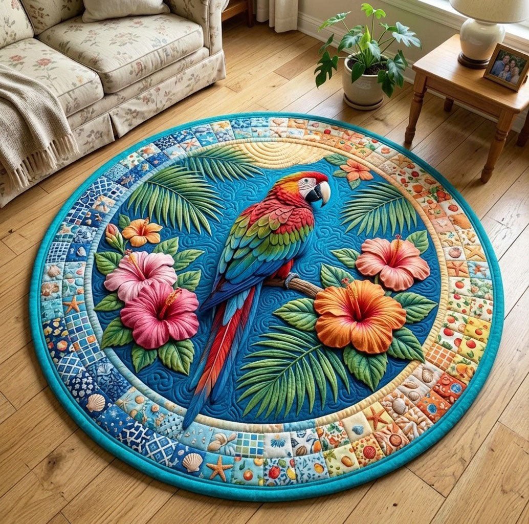Summer Escape (Design 3) Round Mat Rug - washable non-slip printed rug