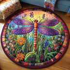 Summer Meadow Wings Round Mat Rug - washable non-slip printed rug