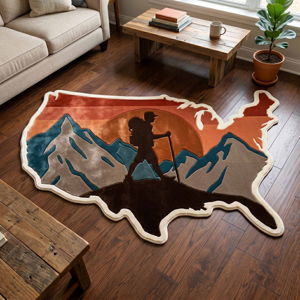 Summit Path Custom Shape Area Rug - Nature Design | Die-Cut Non-Slip Rug - washable non-slip printed rug