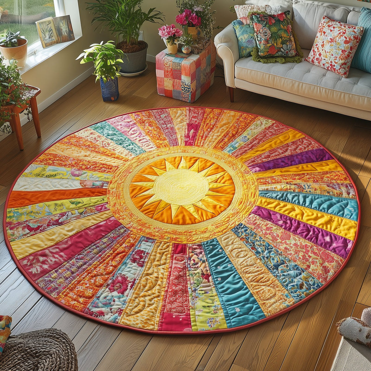 Sun Carnival (Design 2) Round Mat Rug - washable non-slip printed rug