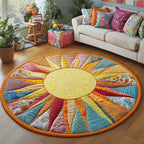 Sun Carnival Round Mat Rug - washable non-slip printed rug