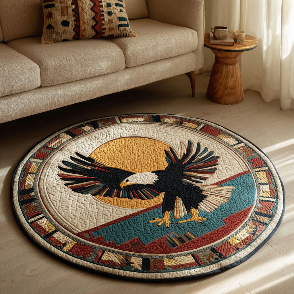 Sun Feather Round Mat Rug - washable non-slip printed rug