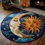 Sun Moon Harmony Round Mat Rug - washable non-slip printed rug