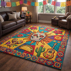 Sun Skull area rug in a living room