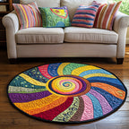 Sunbeam Bliss Round Mat Rug - washable non-slip printed rug