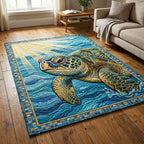 Sunbeam Turtle area rug in a living room