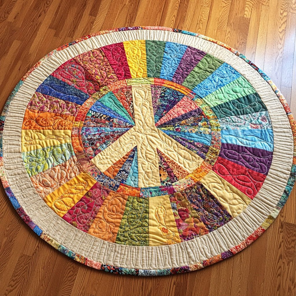 Sunburst Symphony Round Mat Rug - washable non-slip printed rug