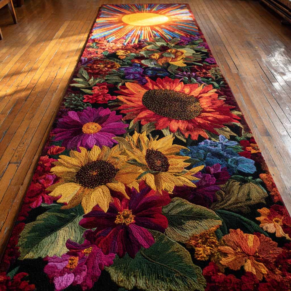 Sunburst Trail Runner Carpet Runner Rug - Cute Pet Design | Animal Printed Runner Rug