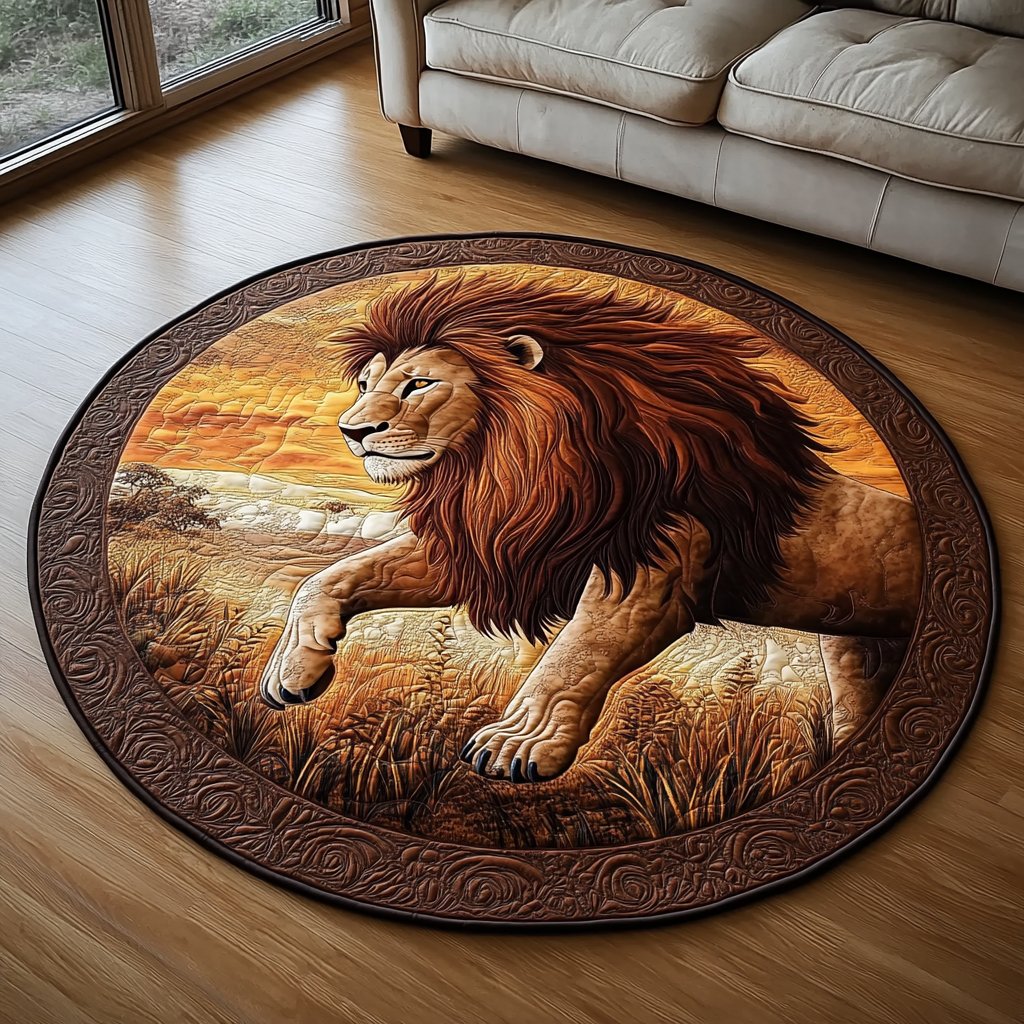 Sunfire Mane Round Mat Rug - washable non-slip printed rug