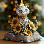 Black Cat Pumpkin Christmas Ornament