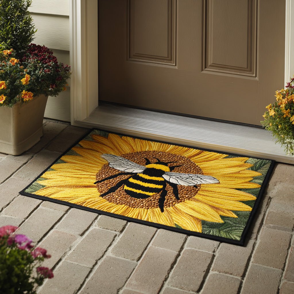 Sunflower Bee Doormat - Nature Design | Printed Welcome Doormat