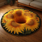 Sunflower Bloom Round Mat Rug - Nature Design | Serene Home Decor
