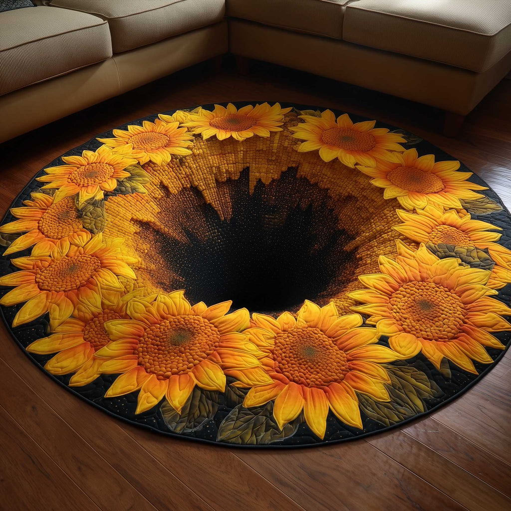 Sunflower Bloom Round Mat Rug - Nature Design | Serene Home Decor