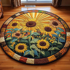 Sunflower Butterfly Round Mat Rug - Nature Design | Serene Home Decor