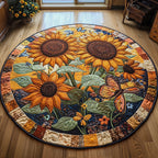 Sunflower Butterfly Round Mat Rug - Nature Design | Serene Home Decor