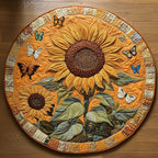 Sunflower Butterfly Round Mat Rug - Nature Design | Serene Home Decor