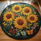 Sunflower Butterfly Round Mat Rug - Nature Design | Serene Home Decor