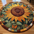 Sunflower Butterfly Round Mat Rug - Nature Design | Serene Home Decor