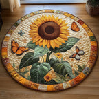 Sunflower Butterfly Round Mat Rug - Nature Design | Serene Home Decor
