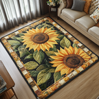 Sunflower Charm area rug in a living room
