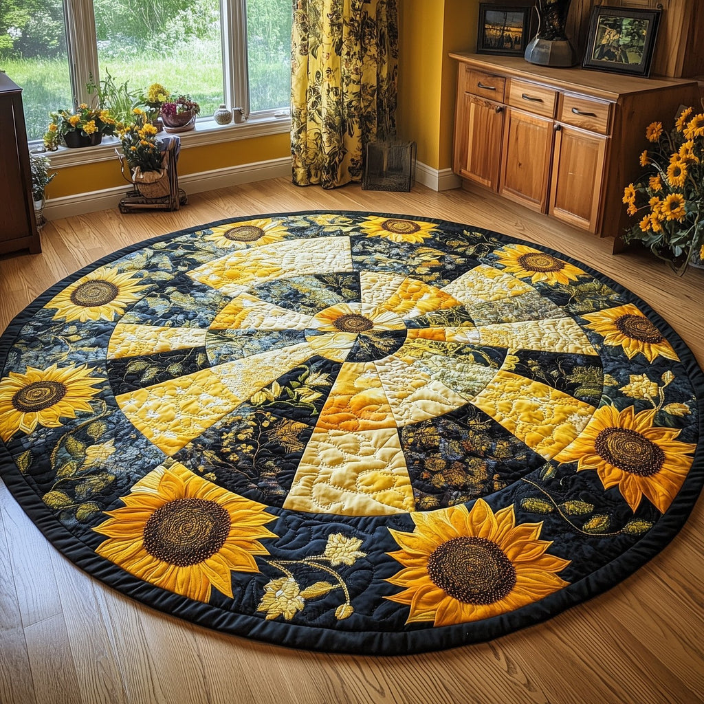 Sunflower Charm Round Mat Rug - Nature Design | Serene Home Decor