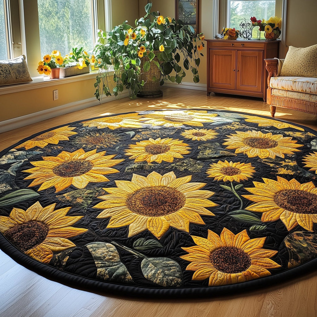 Sunflower Charm Round Mat Rug - Nature Design | Serene Home Decor