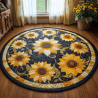 Sunflower Charm Round Mat Rug - Nature Design | Serene Home Decor