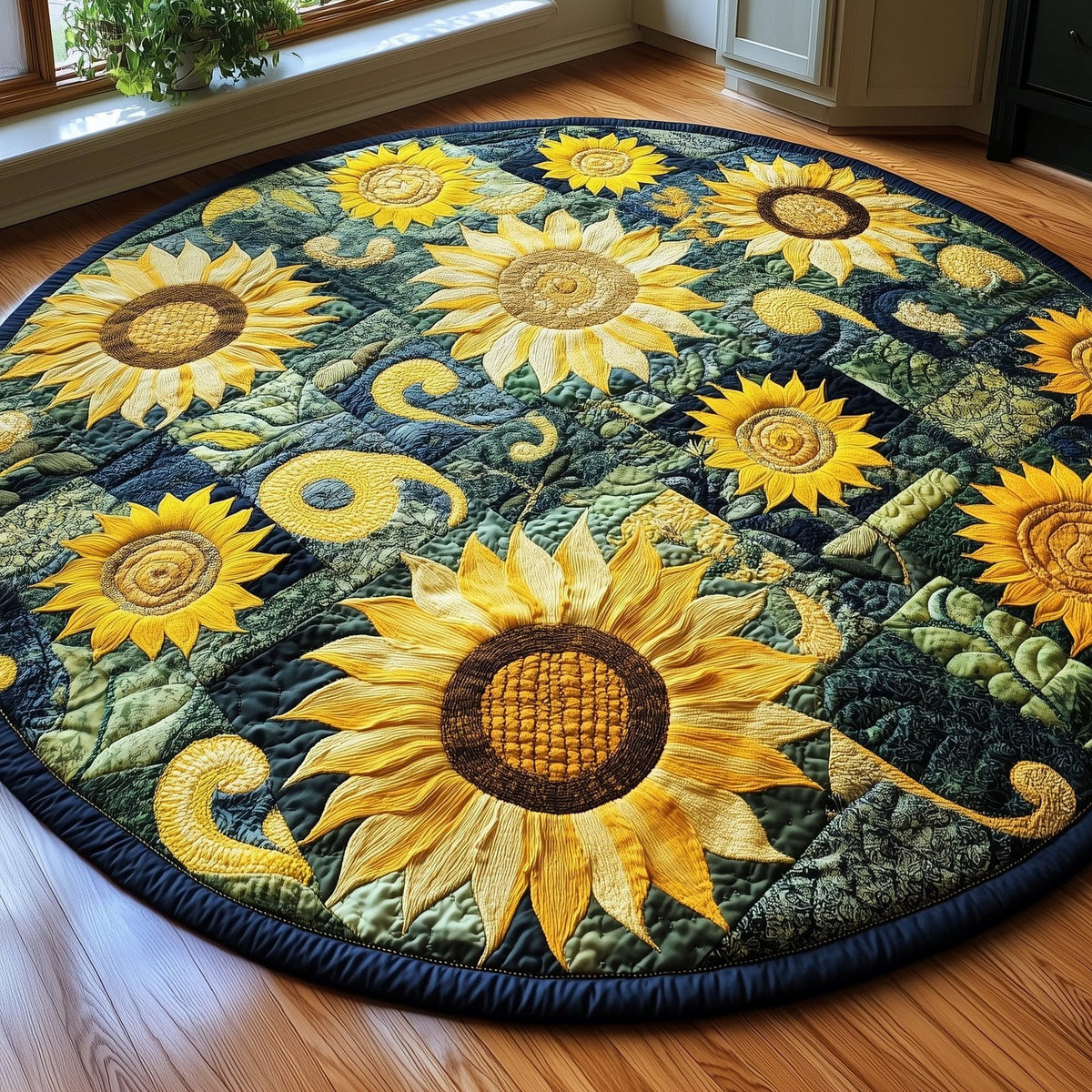 Sunflower Charm Round Mat Rug - Nature Design | Serene Home Decor