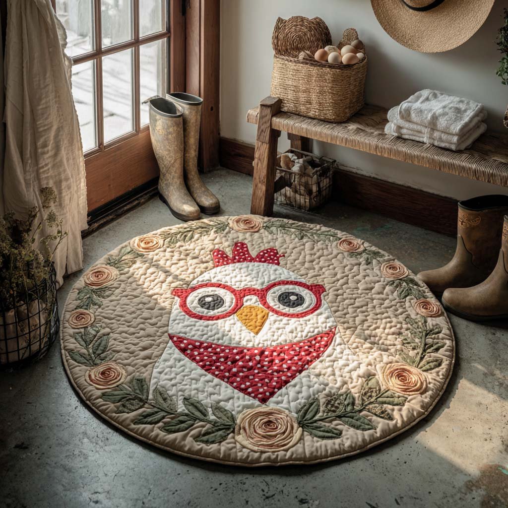 Sunflower Cluck Round Mat Rug - Nature Design | Serene Home Decor