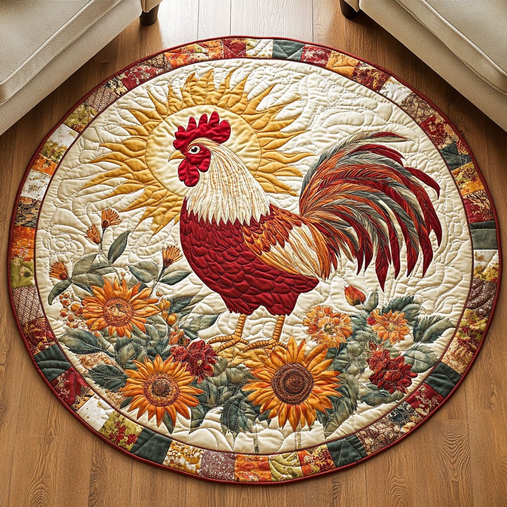 Sunflower Coop Round Mat Rug - washable non-slip printed rug