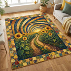 Sunflower Country Lane area rug in a living room
