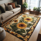 Sunflower Delight area rug in a living room