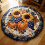 Sunflower Feast Round Mat Rug - washable non-slip printed rug