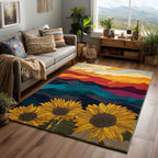 Sunflower Fields area rug in a living room