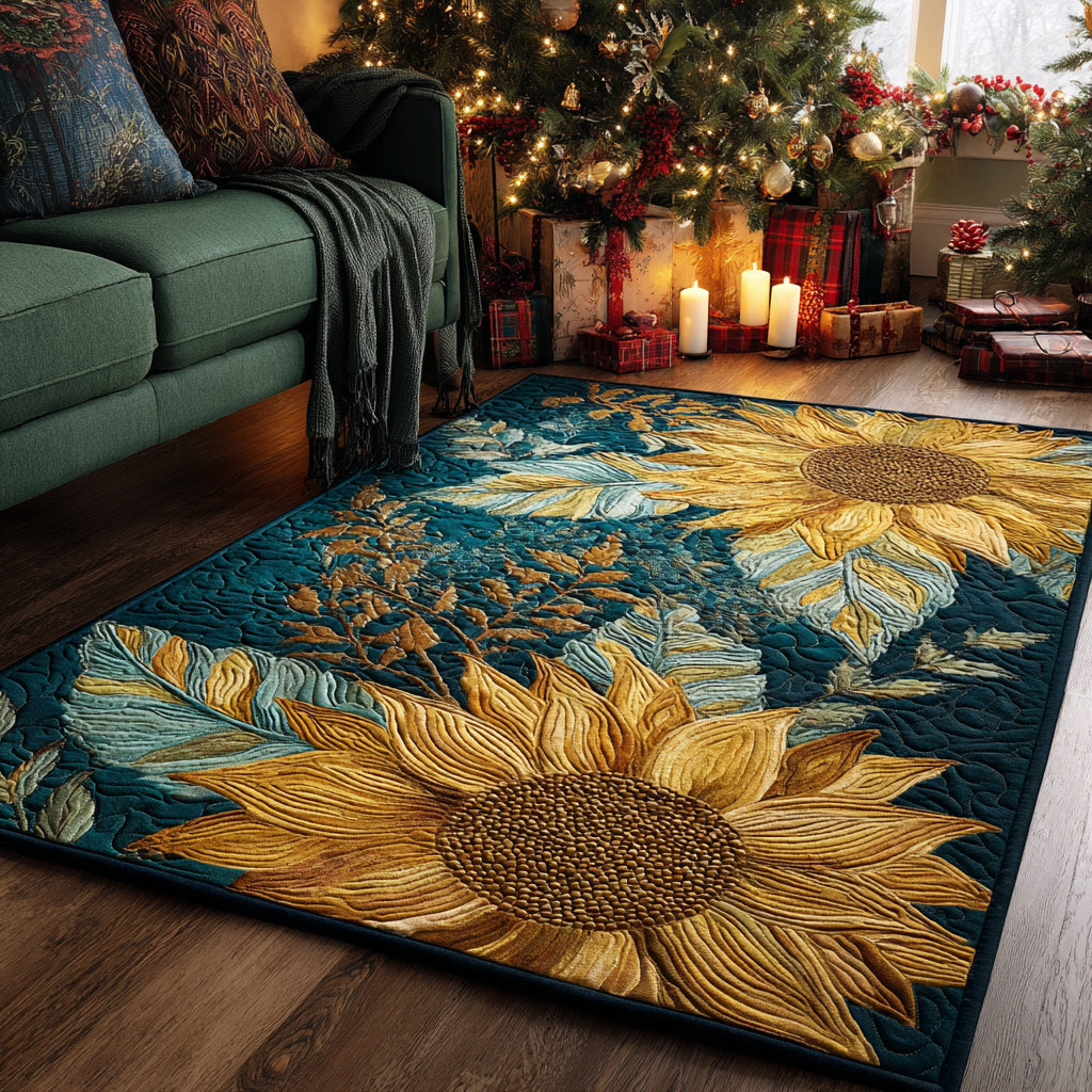 Sunflower Garden area rug in a living room