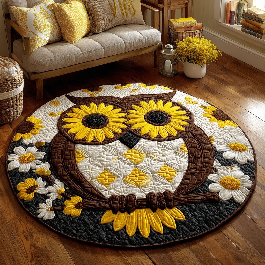 Sunflower Gaze Round Mat Rug - washable non-slip printed rug