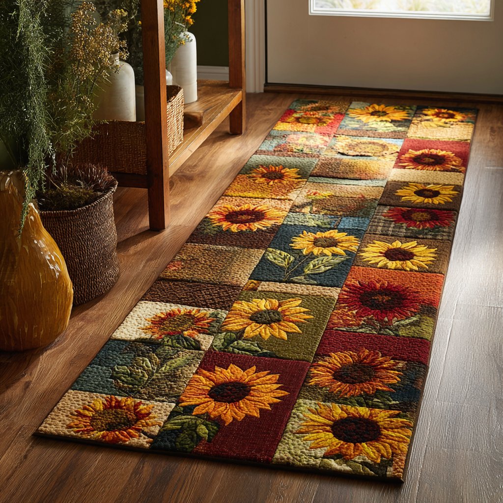 Sunflower Glow Runner Carpet Runner Rug - Cute Pet Design | Animal Printed Runner Rug
