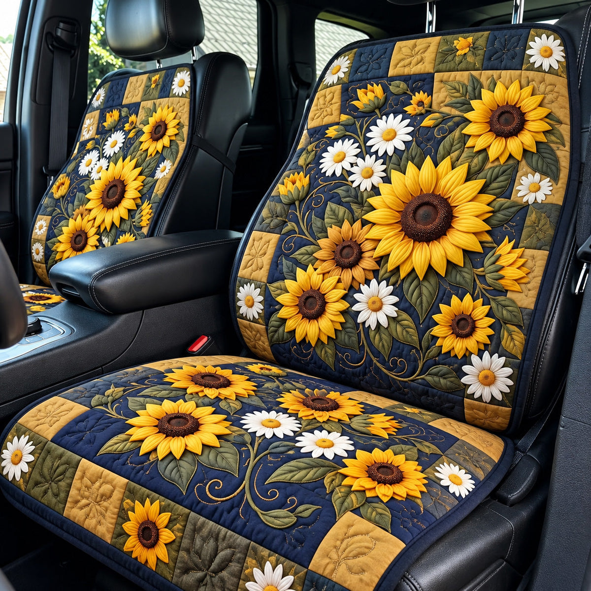 Sunflower Harvest quilted car seat protector