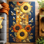 Sunflower Hive area rug in a living room