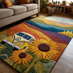 Sunflower Path area rug in a living room