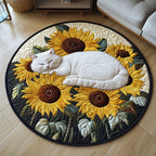 Sunflower Paws Round Mat Rug - washable non-slip printed rug