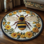 Sunflower Sentinel Round Mat Rug - washable non-slip printed rug