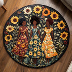 Sunflower Unity Round Mat Rug - washable non-slip printed rug