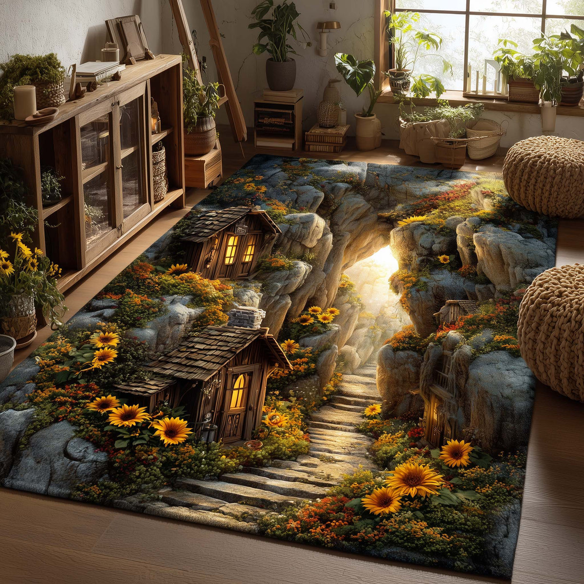 Sunflower Valley area rug in a living room