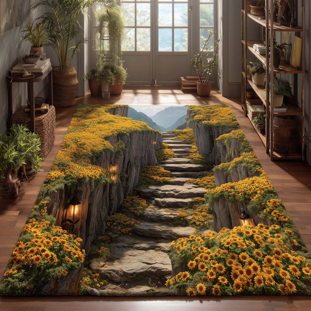 Sunflower Valley area rug in a living room