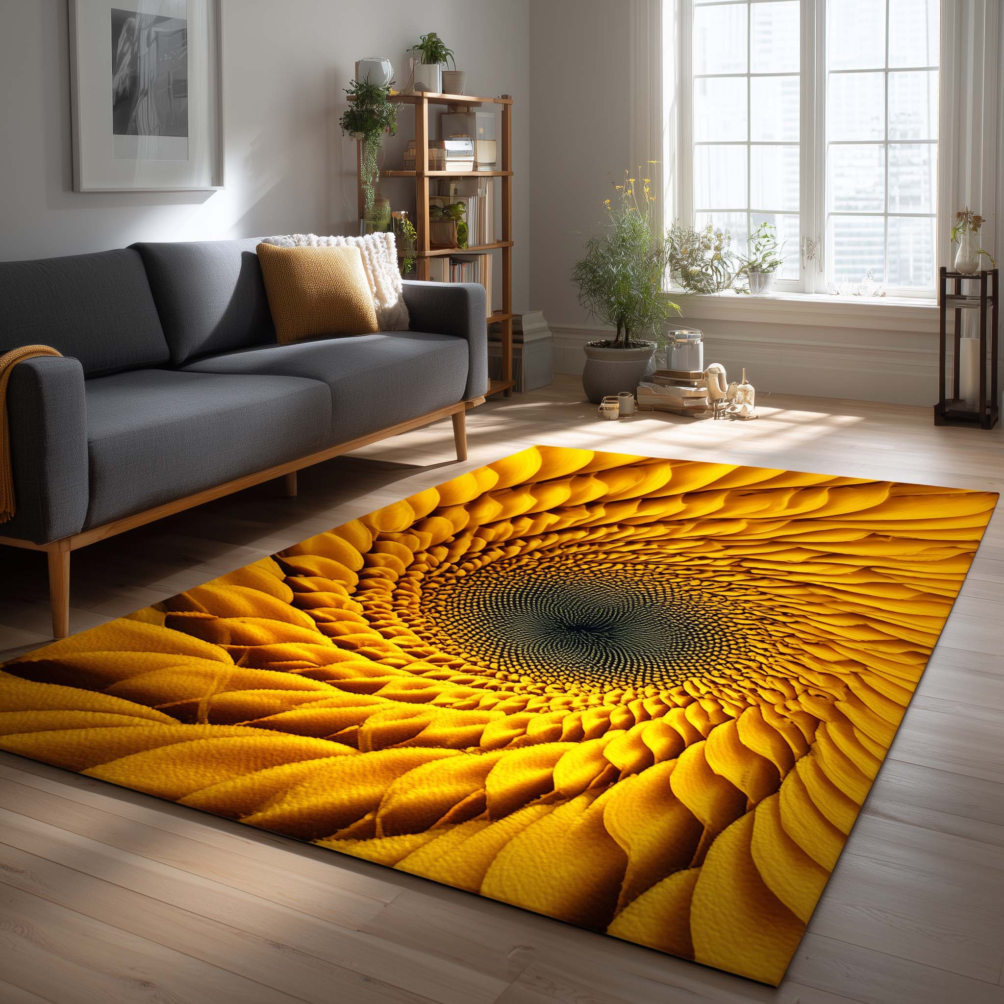 Sunflower Valley area rug in a living room