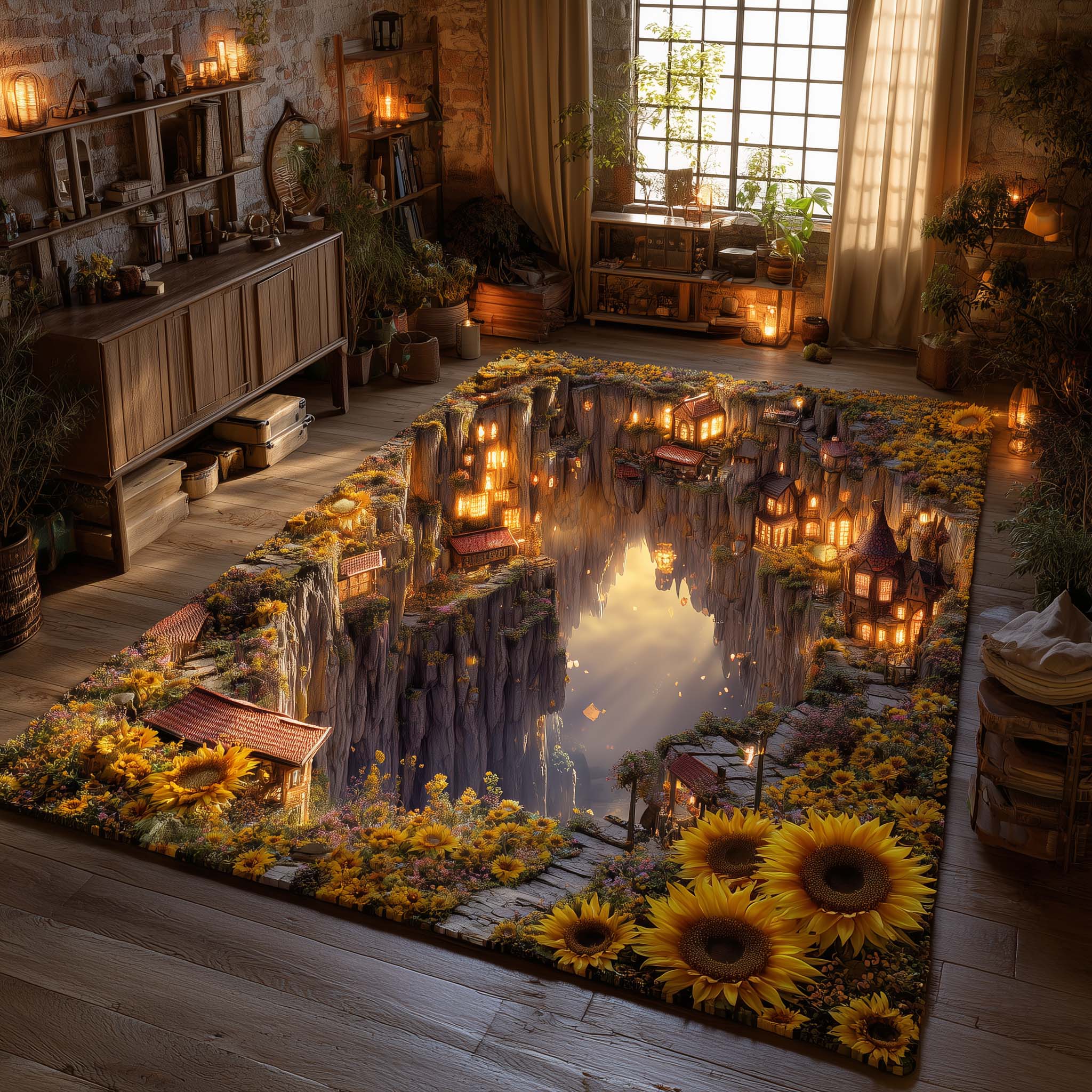 Sunflower Valley area rug in a living room
